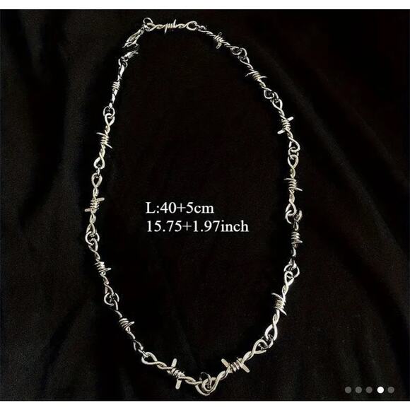 Silver Punk Thorn Necklace Whimsygoth Brutalist Emo Punk NWT - Picture 4 of 4